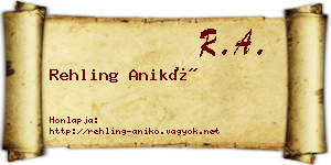 Rehling Anikó névjegykártya